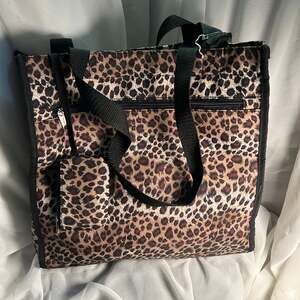 Sydney Love Leopard Animal Print Multi-Pocket Carryall Utility Tote Bag